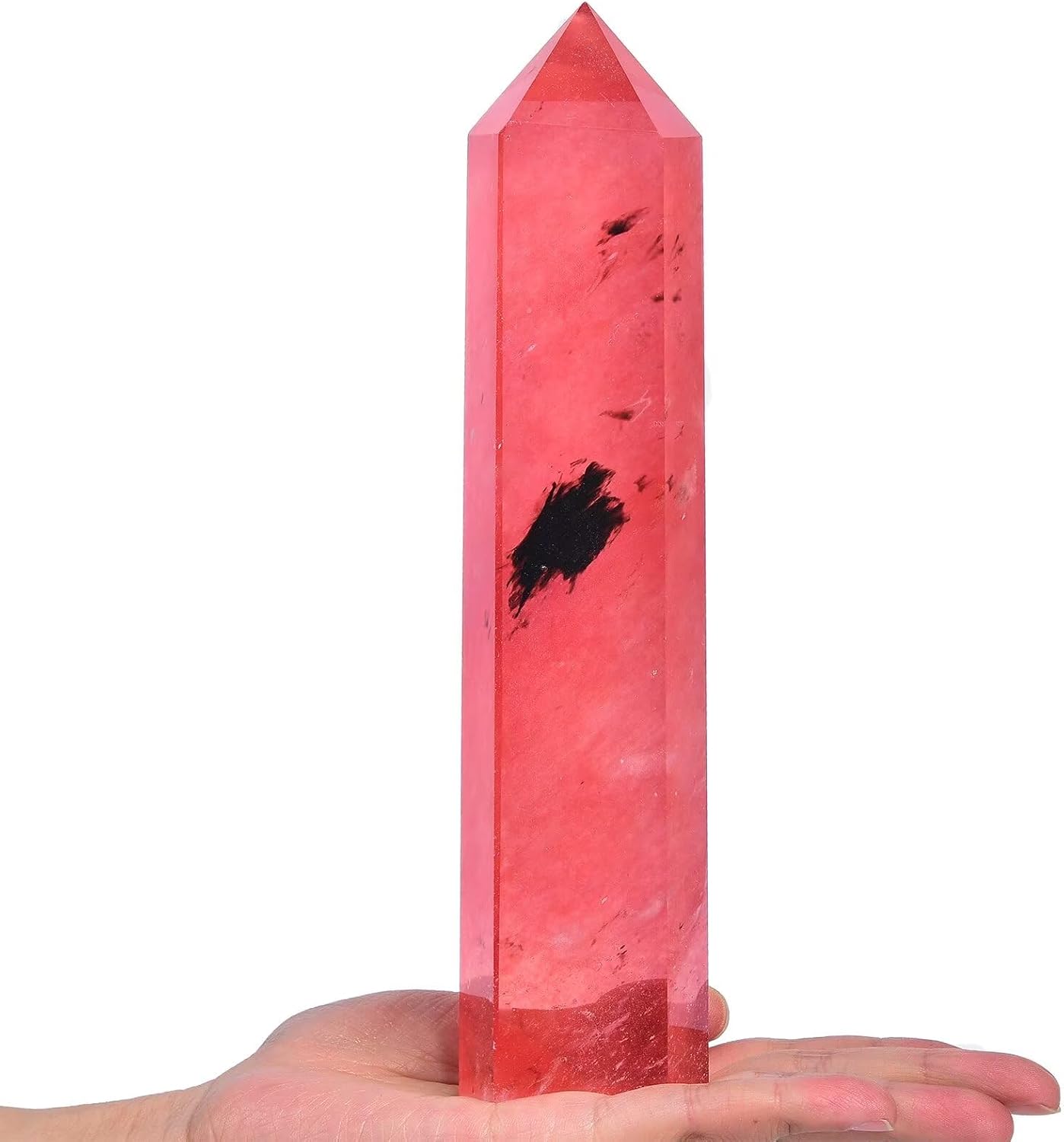 Smelting Red Quartz Tower Obelisk Artificial Crystal Stone Wand Large Reiki Meditation Gifts 1.1-1.7 LBS