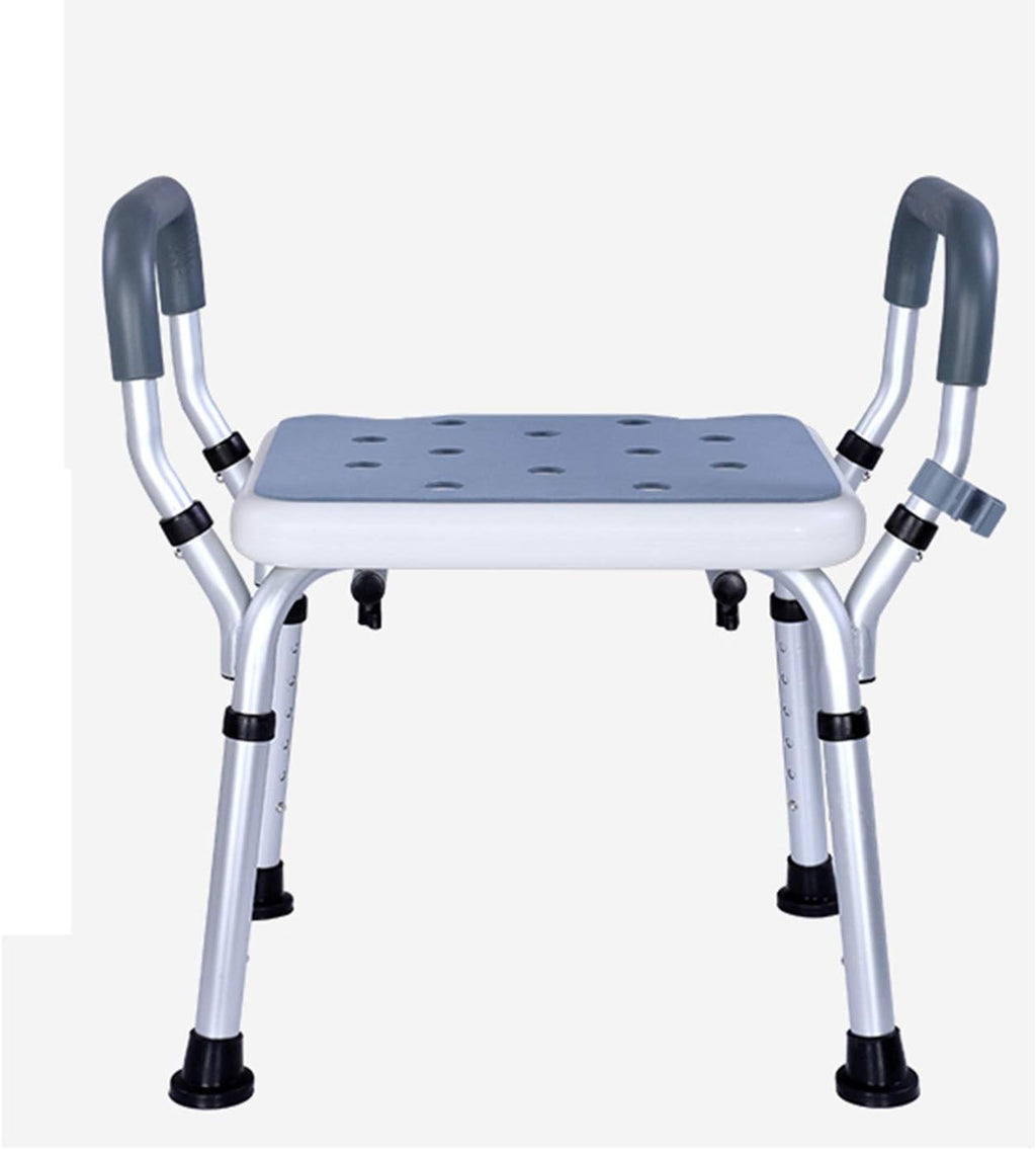 Shower Chair for Elderly Heavy Duty Height Adjustable Shower Seats for Seniors and Disabled Shower Assisted with Arms and Back Non-Slip Safety Bathroom Shower Stool Bath Lift,White