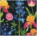 Caspari Summer Garden Flowers Party Paper Cocktail Napkins in Black, 20 Per Package