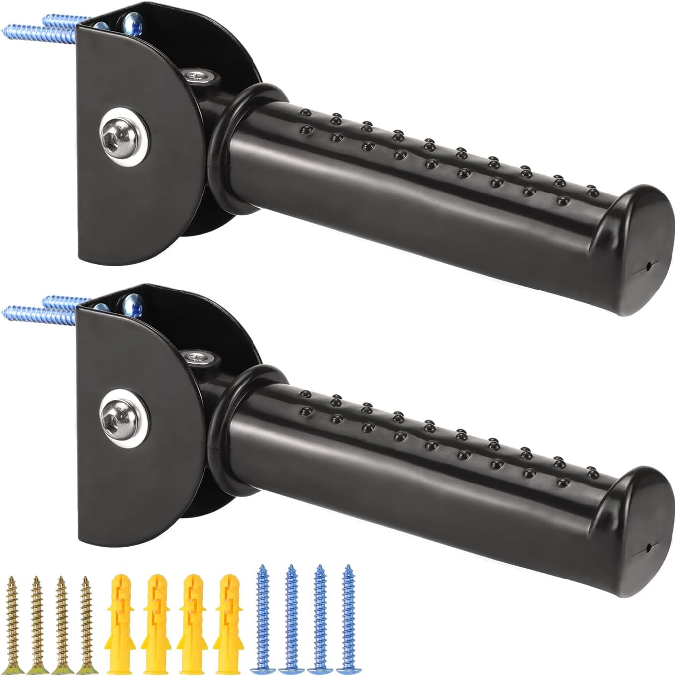 QWORK 2 Pack Folding Grab Bars for Stairs & Doorways, Flip-Up Assist Handle for Seniors, Handicap, Door Assistant Support Grip Handle, 300 lbs Capacity