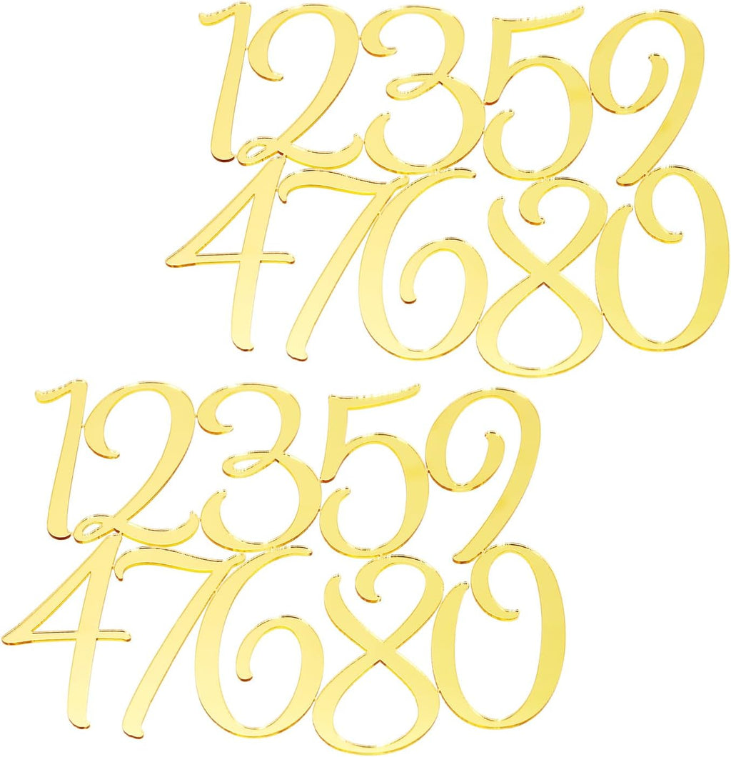 Shapenty Acrylic 0-9 Number Cake Toppers Picks for Birthday Wedding Anniversary Christmas Cake Decoration Party Supplies (Gold, 10)