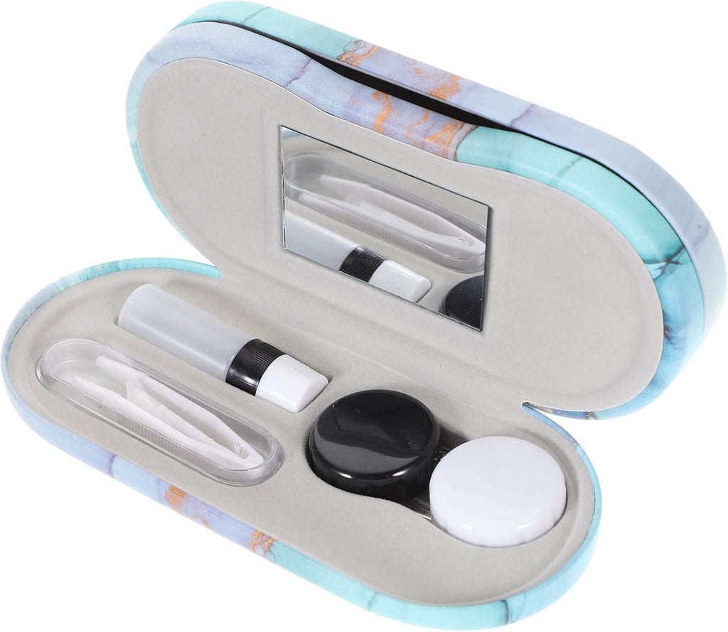 Healifty Contact Lens Case and Glasses Case, 2 in 1 Double Eyeglass Case, with Mirror Tweezers Remover, Contact Lens Storage Box for Travel…
