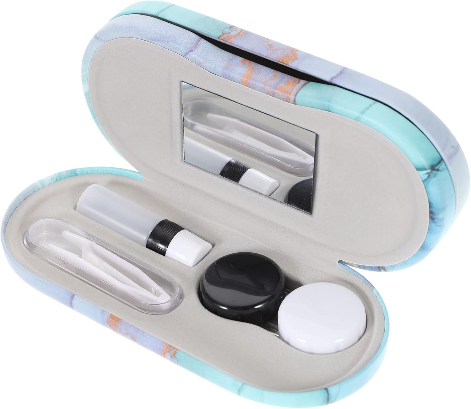 Healifty Contact Lens Case and Glasses Case, 2 in 1 Double Eyeglass Case, with Mirror Tweezers Remover, Contact Lens Storage Box for Travel…