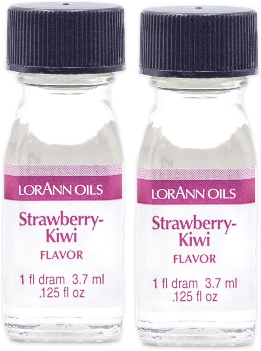 LorAnn Oils Super Strength Flavoring - Used For Candy Making, Flavoring, Baking, Hard Candy, & Flavor Oils - Bold, Natural Flavors 4X Stronger Than Extracts - Strawberry-Kiwi, Pack of 2, 0.125 fl oz