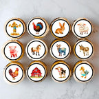 Farm Animal Cupcake Toppers, Petting Zoo Edible Mini Cake Decorations, Woodland Animals Party Decoration, Farmer Topper - 48 x 1.18 Inch 3cm PRECUT (48)