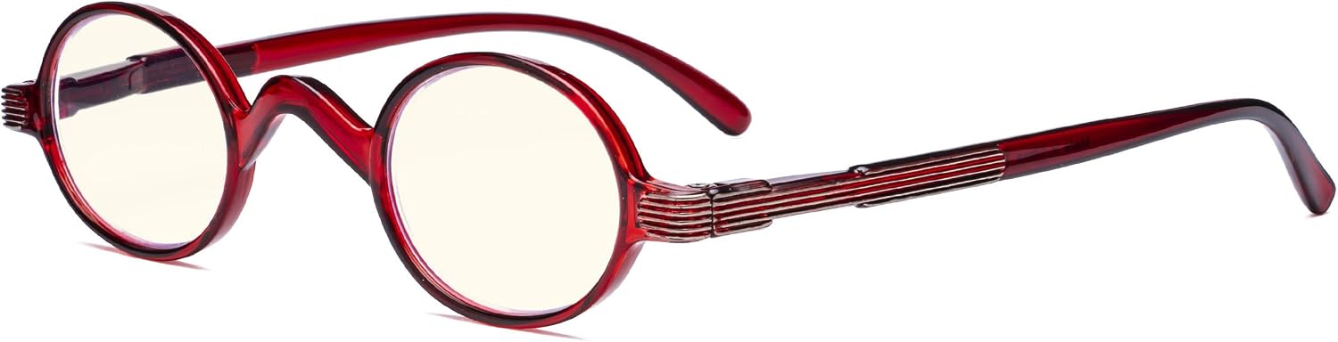 Eyekepper Blue Light Filter Glasses - Computer Reading Glasses - Small Round Blocking Readers Reading with Spring Hinges - Red +2.50