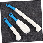 COLLBATH 3pcs Flexible Bending Cup and Bottle Cleaning Brush Durable Foam Brushes for Wine Goblet and Decanter Home Use Blue White