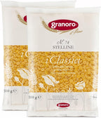Granoro I Classici Stelline #74 - Star Pasta for Soups, Italian Durum-Wheat, Non-GMO, Vegan, 1 lb Bags (Pack of 2)