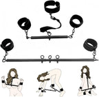 Spreader Bar Sex 2 Pieces Toys Restraints with Wrist Ankle Neck Collar for Women Bondage BDSM Set for Couples Adjustable Handcuffs Collar SM Games Sex Play 22-36inch (Black)