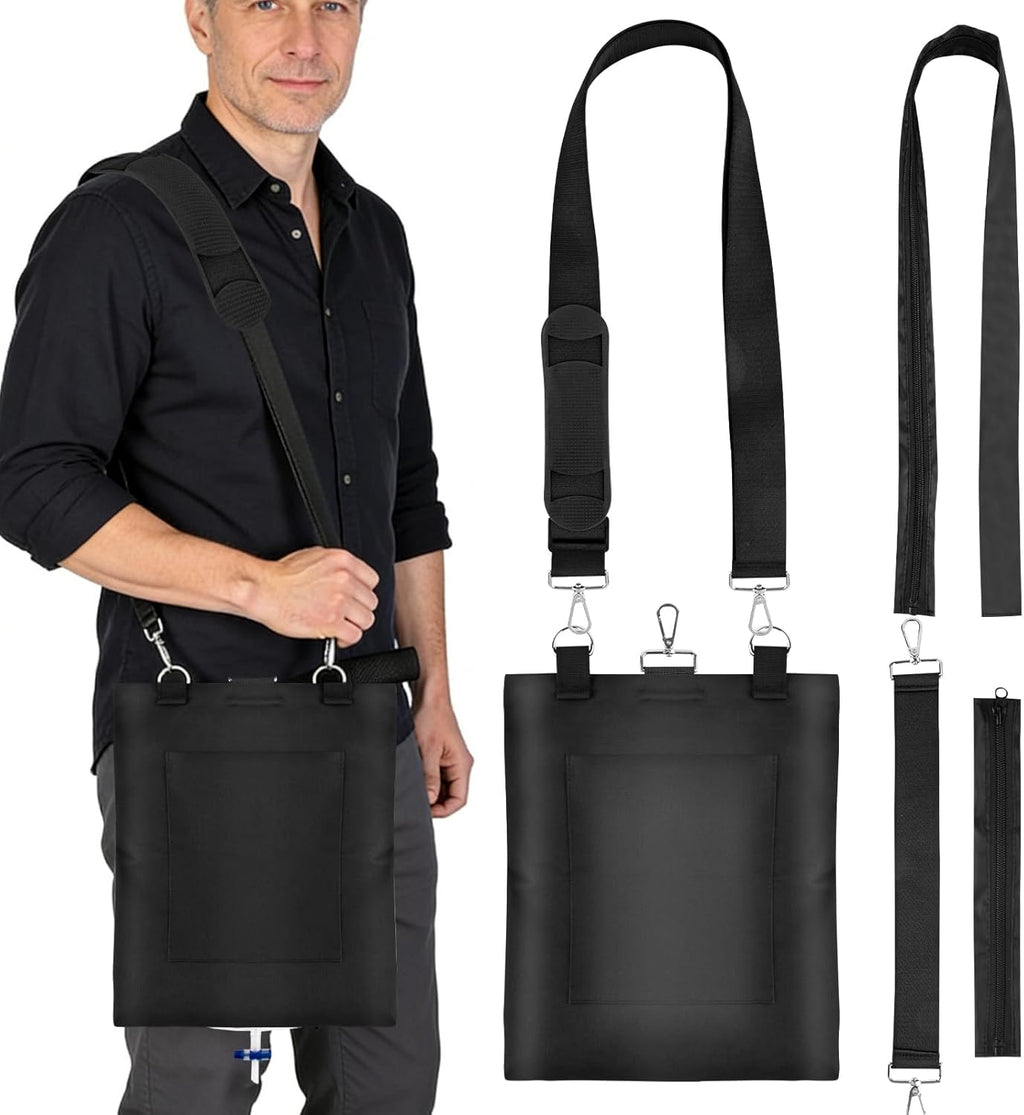 Catheter Bag Holder, Urine Drainage Bag Holder, Zipper Pipe Sleeve & Adjustable Strap, for Urostomy Privacy & Dignity, Straps for Wheelchair, Walker & Bed, Men & Women (Black)