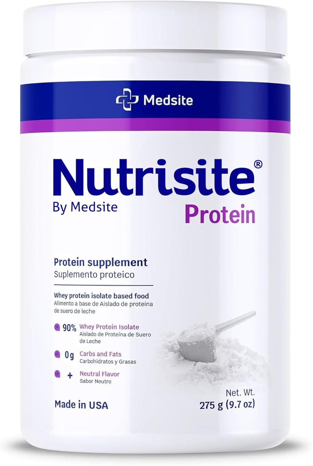 Nutrisite Whey Protein Isolate Powder 90% – Unflavored Protein Powder for Kids and Adults, Zero Carb, Gluten and Sucrose Free, Easy to Mix Daily Nutrition, 9.7 oz