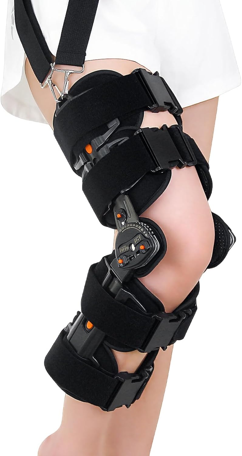 Hinged ROM Knee Brace,Unloader Knee Brace,Knee Immobilizer Brace,ACL, MCL and PCL Injury, Adjustable Orthopedic Support Stabilizer After Surgery, Women and Men-Multi-Angle Adjustment