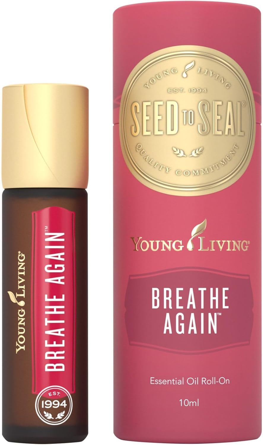 Young Living Breathe Again Roll-On - 10ml - Essential Oil for Breathing - Invigorating Aromatherapy - Refreshing Eucalyptus Blend - Ideal for Workouts - Soothing Sensation