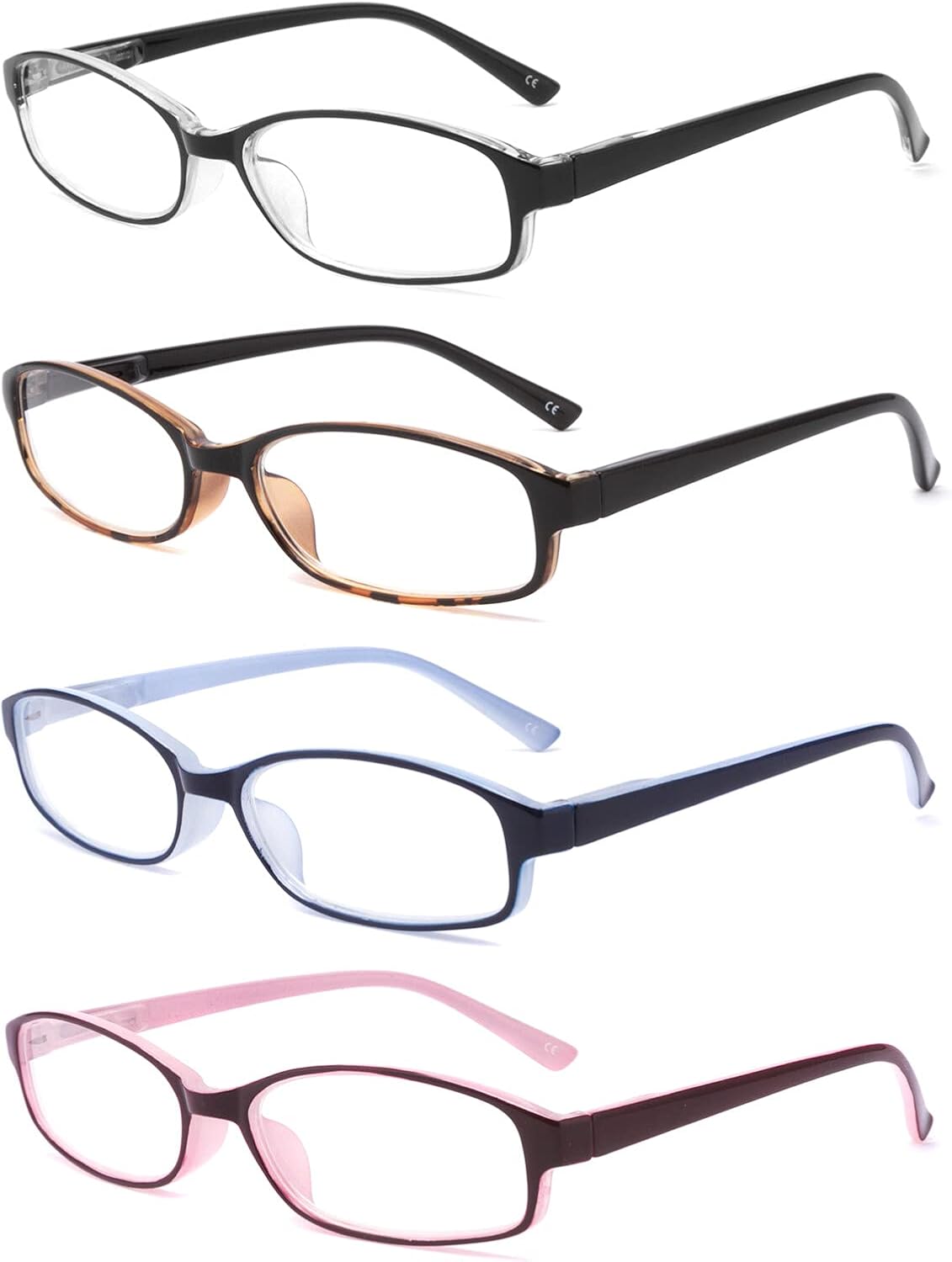4 Pack Blue Light Blocking Glasses with Spring Hinges,Colors Lightweight Glasses for Women,Anti Glare UV Computer Eyeglasses