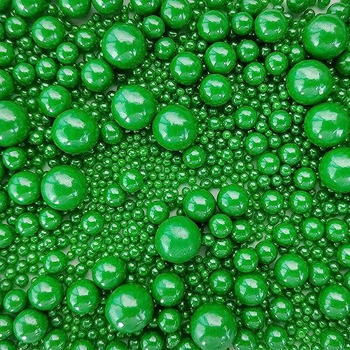 Edible Christmas Green Sugar Pearls Candy Sprinkles 120G/ 4.23Ounce Baking Cake Sprinkles Cupcake and Cake Topper Cookie Decorations Wedding Party Valentines Halloween Christmas Supplies