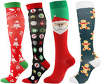 4 Pairs Compression Socks for Men Women,Is Best for Football,Travel,Flight,Athletics,Running,Calf Pressur Support.