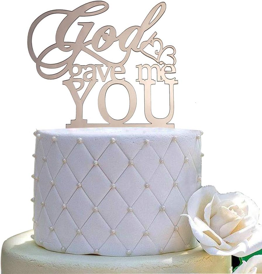 God Gave Me You Wedding Cake Topper for Wedding/Engagement/Marriage Party Decorations (Mirror Rose Gold Acrylic)