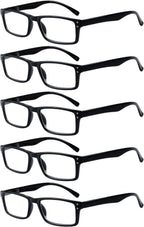 Eyekepper Spring Hinge 5-pack Retro Style Reading Glasses Black