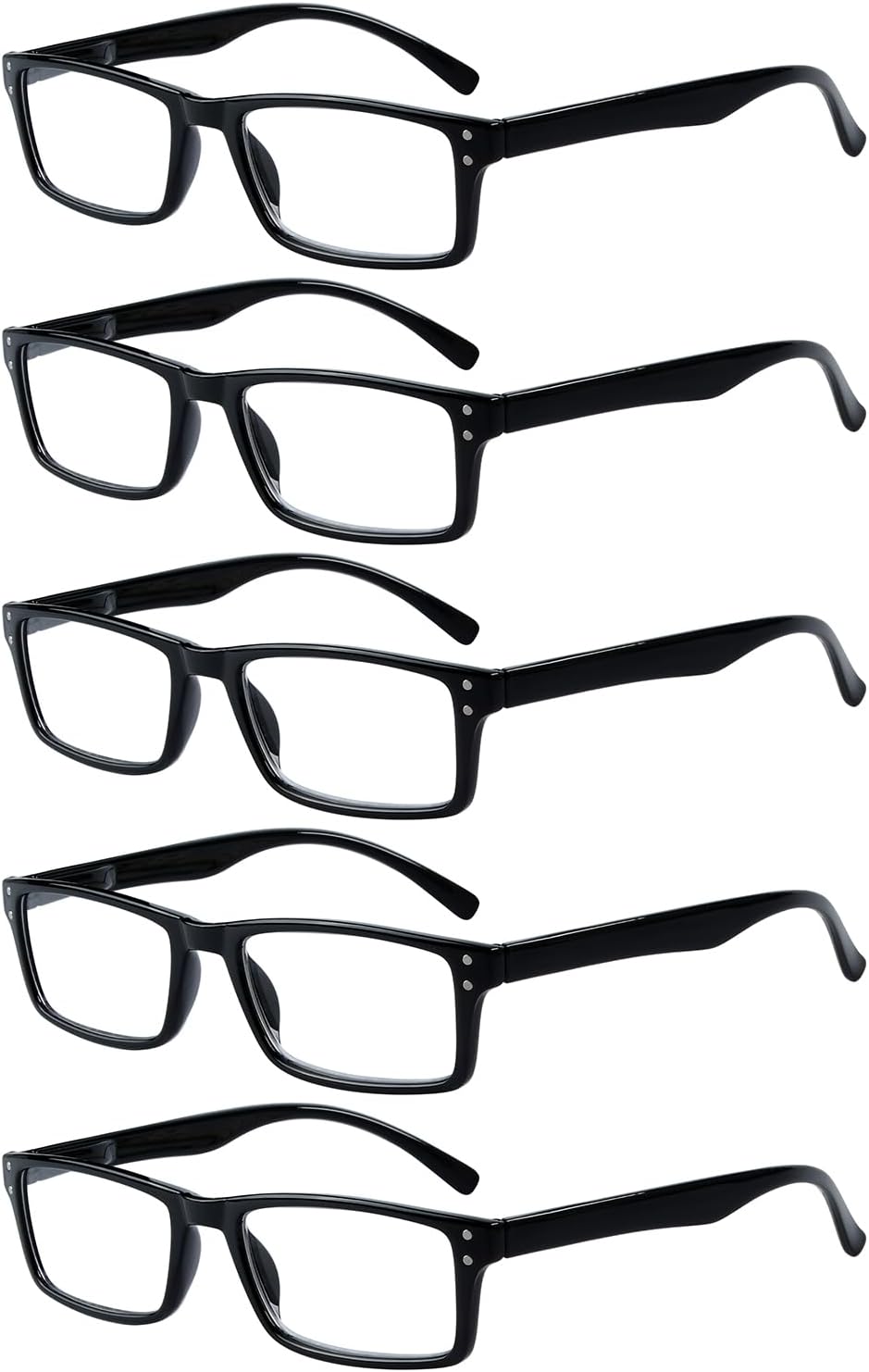 Eyekepper Spring Hinge 5-pack Retro Style Reading Glasses Black