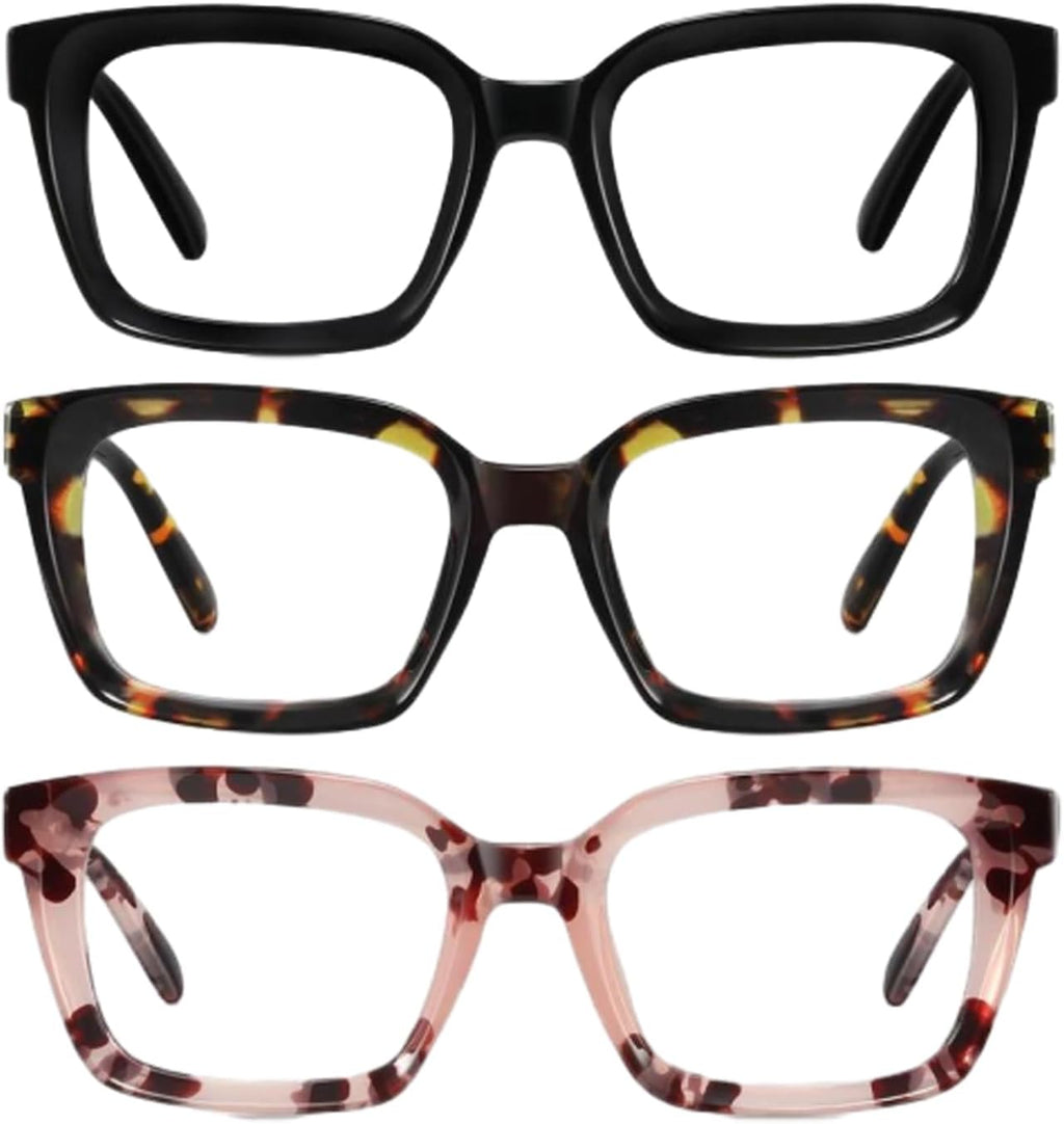 3 Pack Tortoiseshell Reading Glasses, Blue Light Blocking Square Anti Glare Reading Glasses for Women