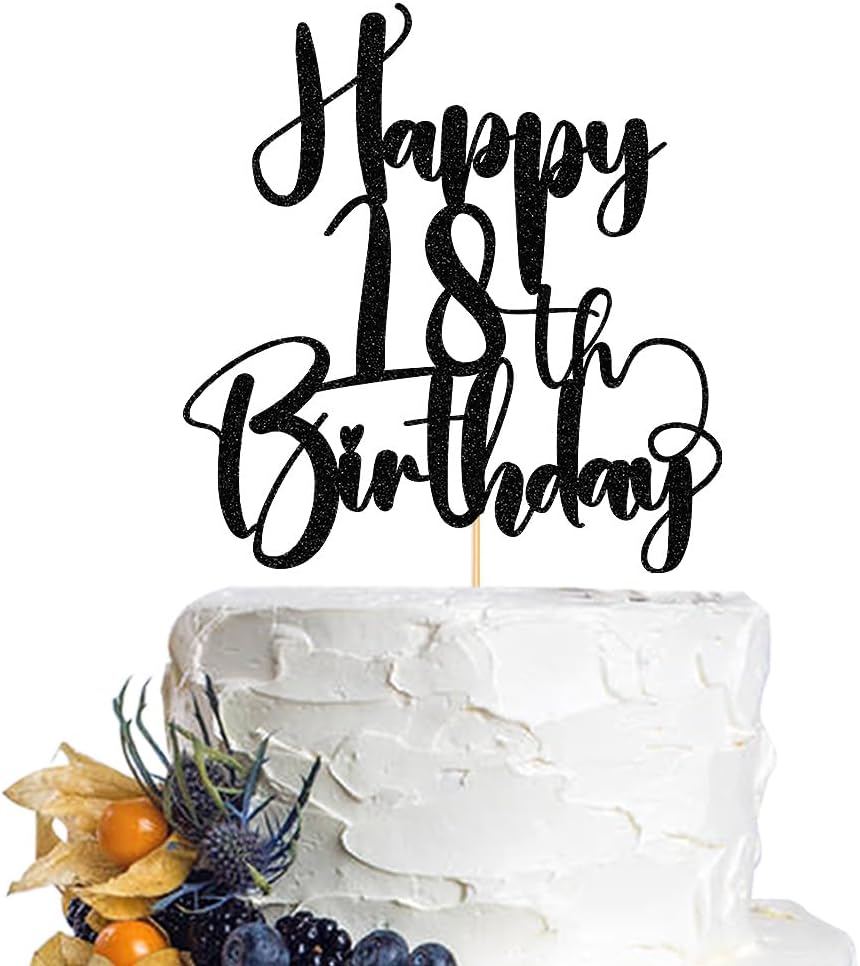Happy Birthday 18th Cake Topper，Boys/Girls18th Birthday,18th Anniversary Party Cake Topper Decorations/Dinner Party Decorations (18)