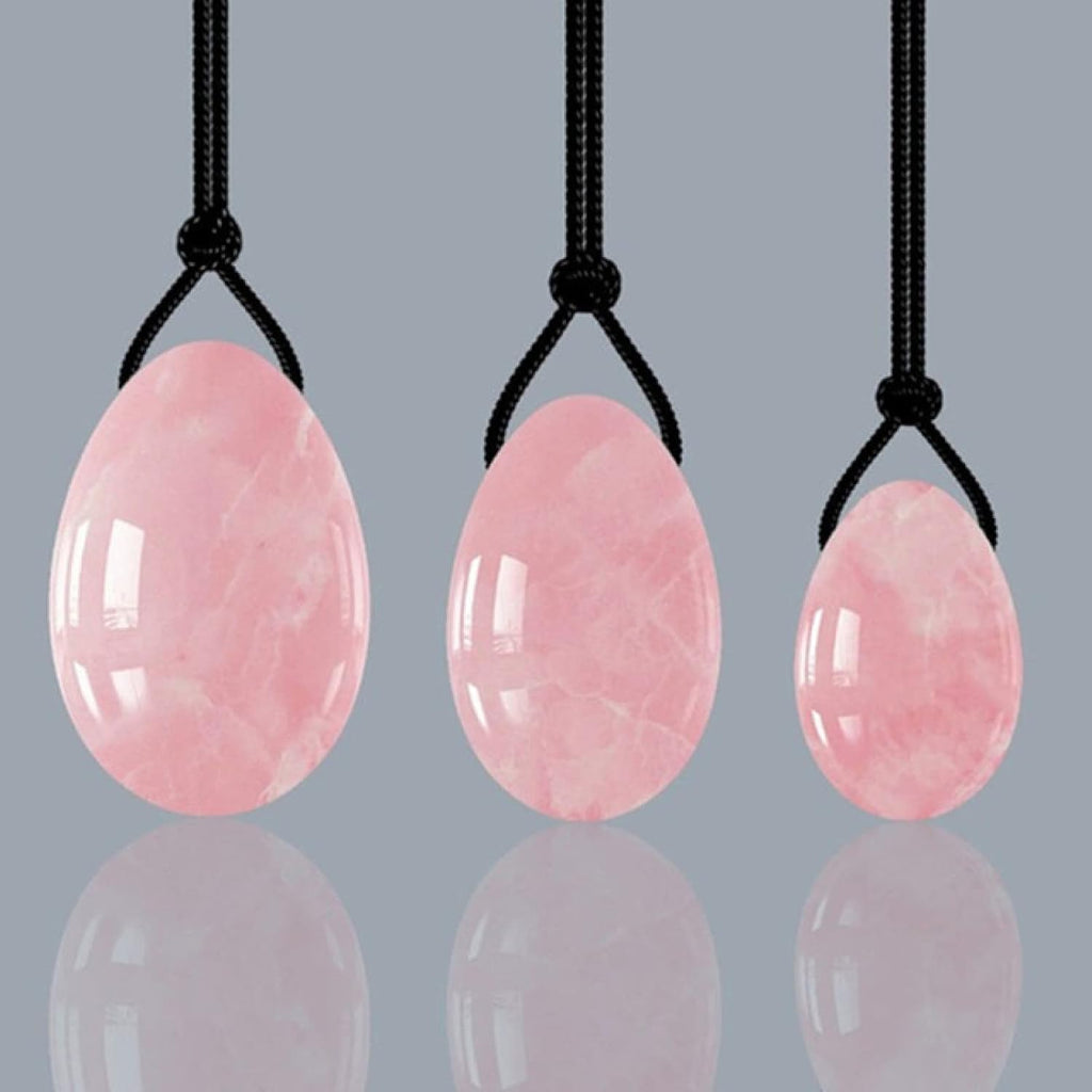 4pcs Egg Set Natural Nephrite Jade Massager ，Rose Quartz Jade Natural Stone for Women Muscle Tightening Drilled Massage Stone，for All Levels of Users Use Yoni Massage Exercise Tools,Massager