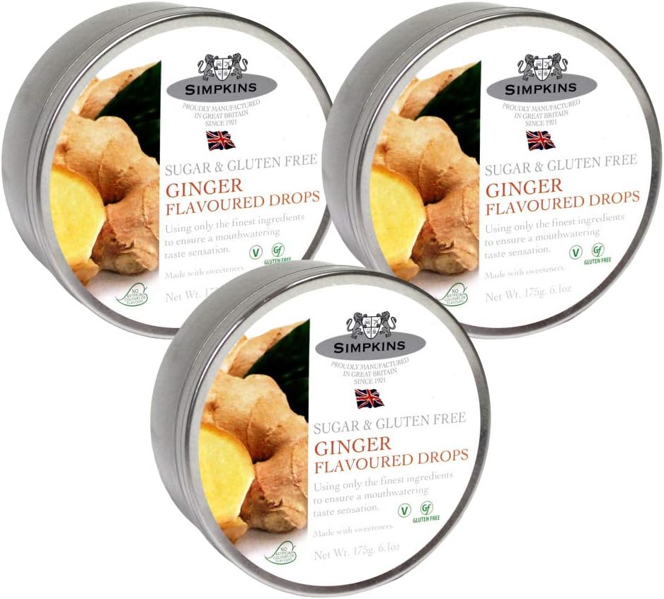 Simpkins Sugar and Gluten Free Ginger Drops 175g - 3 pack