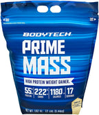 BodyTech Prime Mass - High-Calorie Mass Gainer - Supports Muscle Growth & Weight Gain - Vanilla (12 lb, 17 Servings)