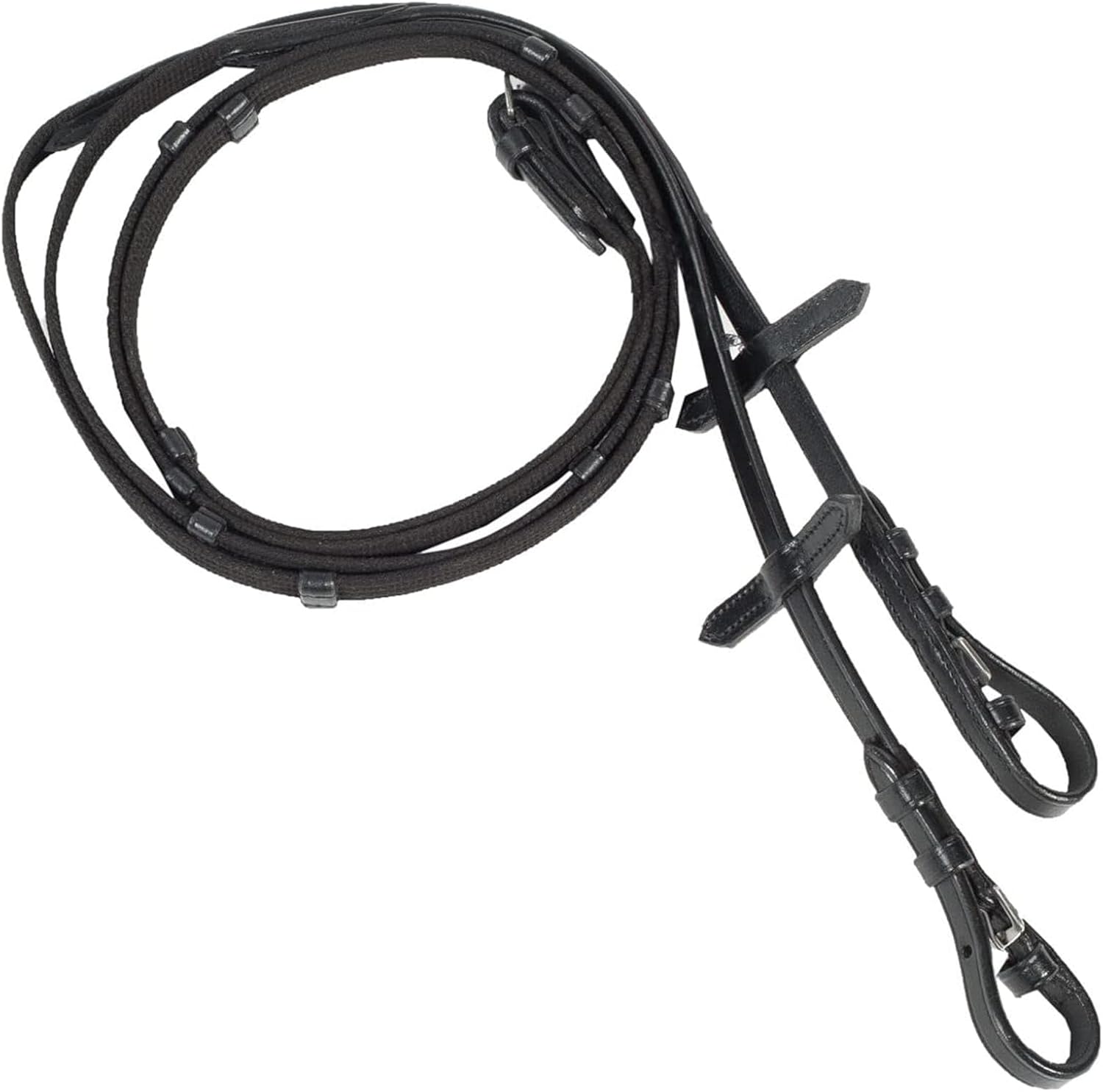 HORZE Slender Grippy Horseback Riding English Web Reins with Hand Stops