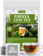 100 Premium Papaya Leaf Tea Bags, Made with 100% Natural Papaya Leaves, Free Wellness Tea, No Additives & Caffeine Free.