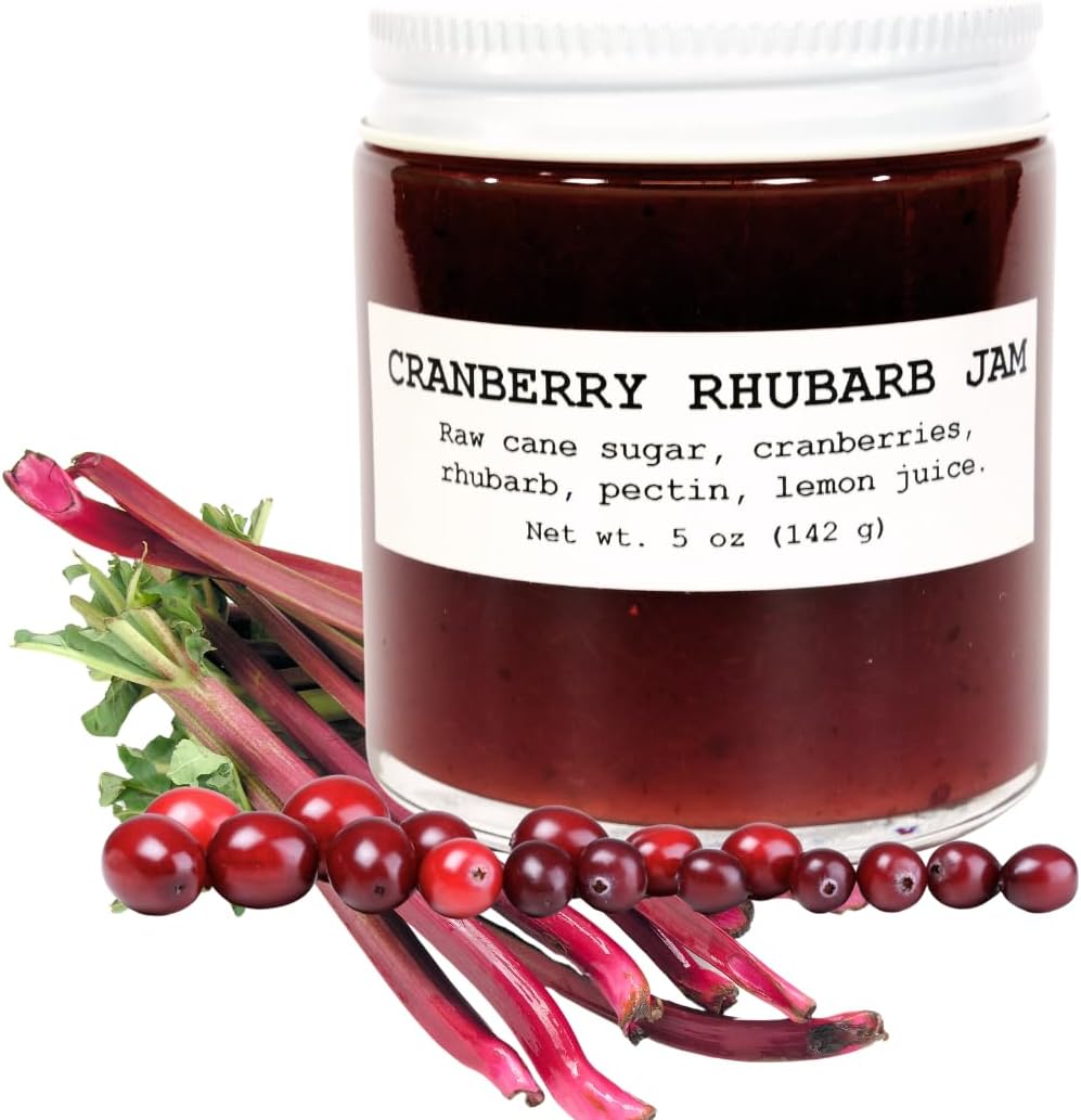 Cranberry Rhubarb Jam, 5 oz - Craft, Gourmet, Unusual Jams & Jellies Made in West Virginia, USA