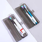2Pcs Toothbrush and Toothpaste Storage Box with Flip-top, Transparent, Portable, Design, Suitable for Travel and Bathroom Use.