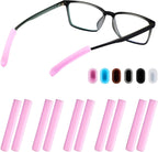 Glasses Ear Cushion, Non Slip Soft Silicone Eyeglass Ear Cushions, Anti-Slip Comfort Eyeglasses Temple Tips Sleeve Retainer, Comfort Eye Glass Ear Grips, Glasses Accessories (5 Pink Pairs)