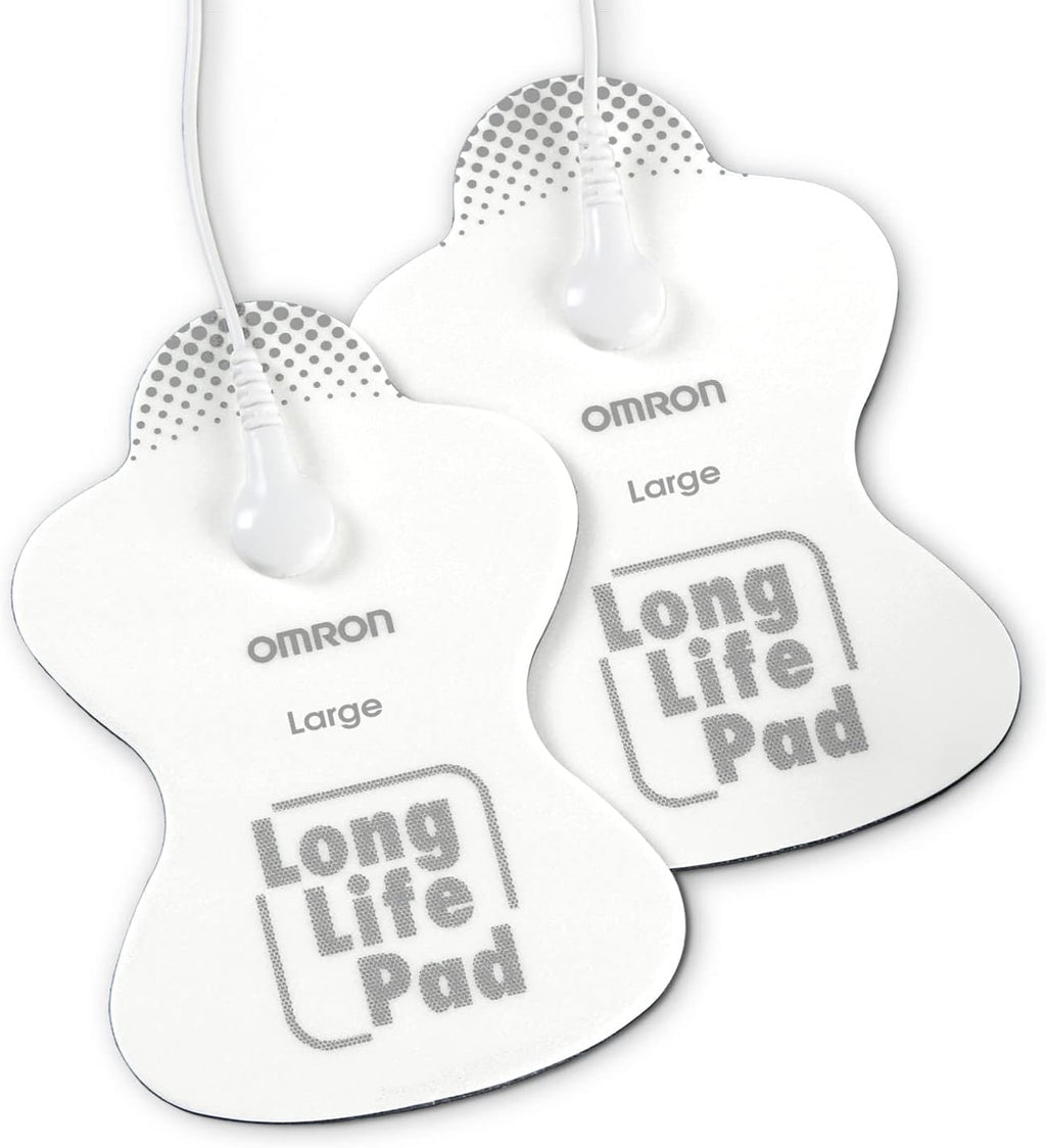 OMRON Long Life Pads for TENS Unit Muscle Stimulator - Large - Drug-Free Pain Relief - Includes 2 Reusable TENS Unit Pads - Durable, Reusable & Washable