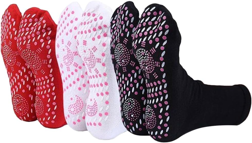 3 Pairs Tourmaline Thermal Circulation Self-Heating Shaping Socks,Tourmaline Slimming Health Sock,Foot Massage Thermotherapeutic Sock