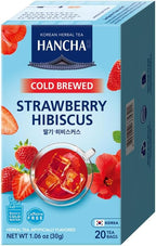 Damtuh Strawberry Hibiscus Cold Brew Tea Bags – Refreshing Fruit Herbal Tea with Real Hibiscus Flowers & Strawberry Flavor – Caffeine-Free Iced Tea for Summer Hydration (1.5g x 20 Count)