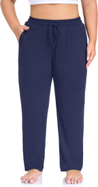 ZERDOCEAN Women's Plus Size Casual Yoga Pants Straight Leg Comfy Relaxed Joggers Lounge Pants Drawstring with Pockets