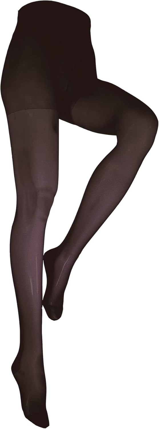 NuVein Compression Pantyhose, 15-20 mmHg Support, Women's Sheer Nylon Hosiery Tights, Closed Toe, Black, Queen Plus