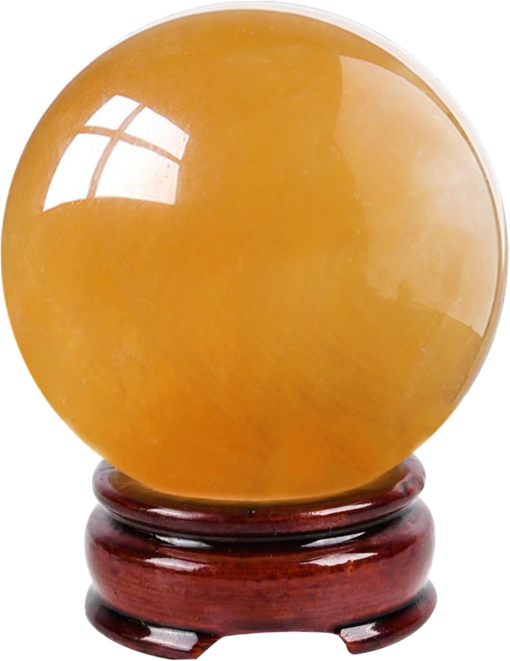 Crystal Sphere 2.36 Inch Natural Citrine Crystal Ball Feng Shui Sphere Sculpture Figurine with Stand for Home Desk Decor.