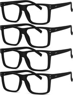 Eyekepper 4-pack Oversized Reading Glasses Square Large Frame Readers for Men and Women - Black +1.75