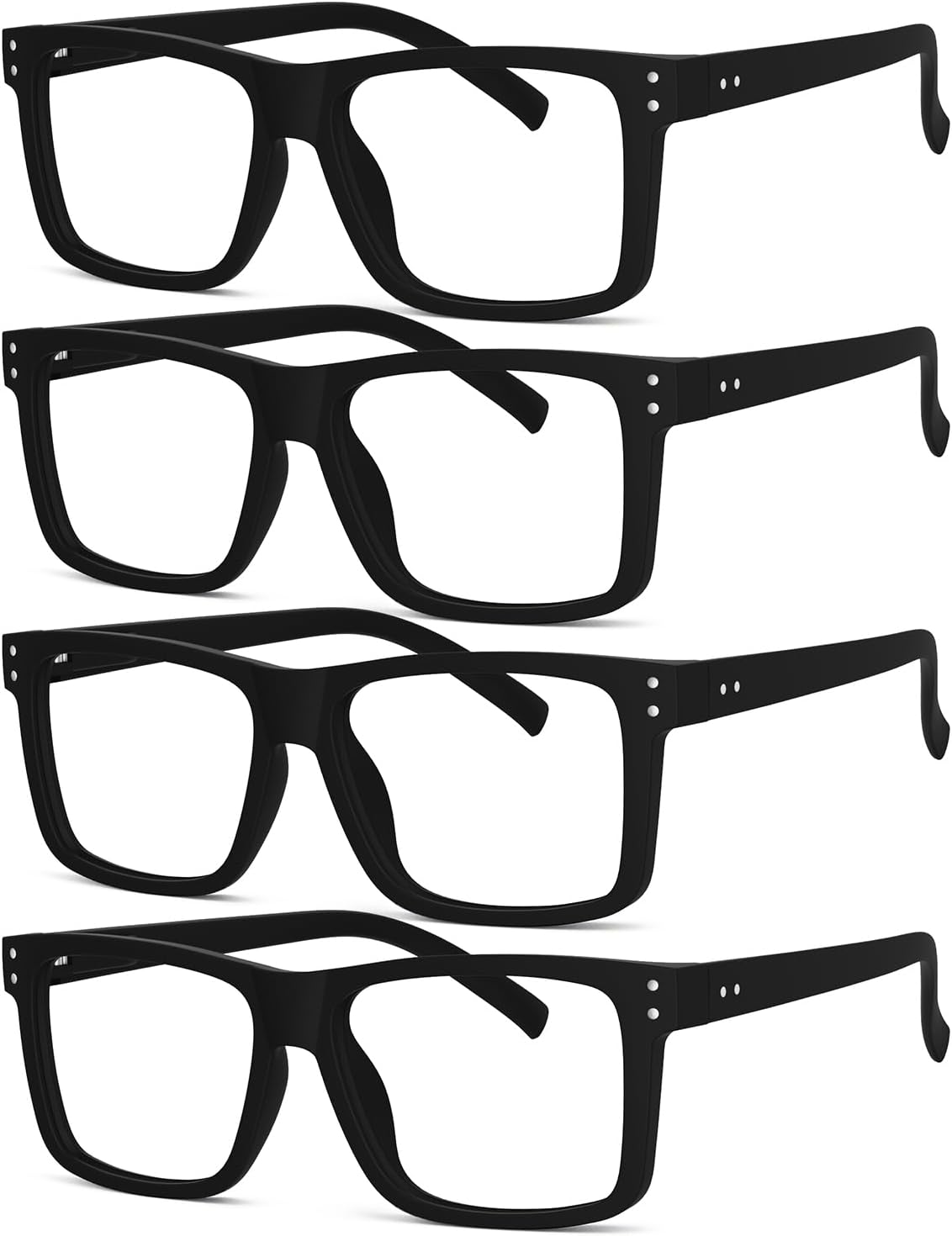 Eyekepper 4-pack Oversized Reading Glasses Square Large Frame Readers for Men and Women - Black +1.75