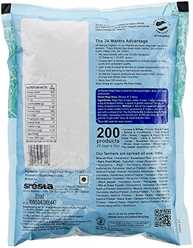 24 Mantra Organic Ragi Flour (Finger Millet Flour) - 4 lbs, Gray