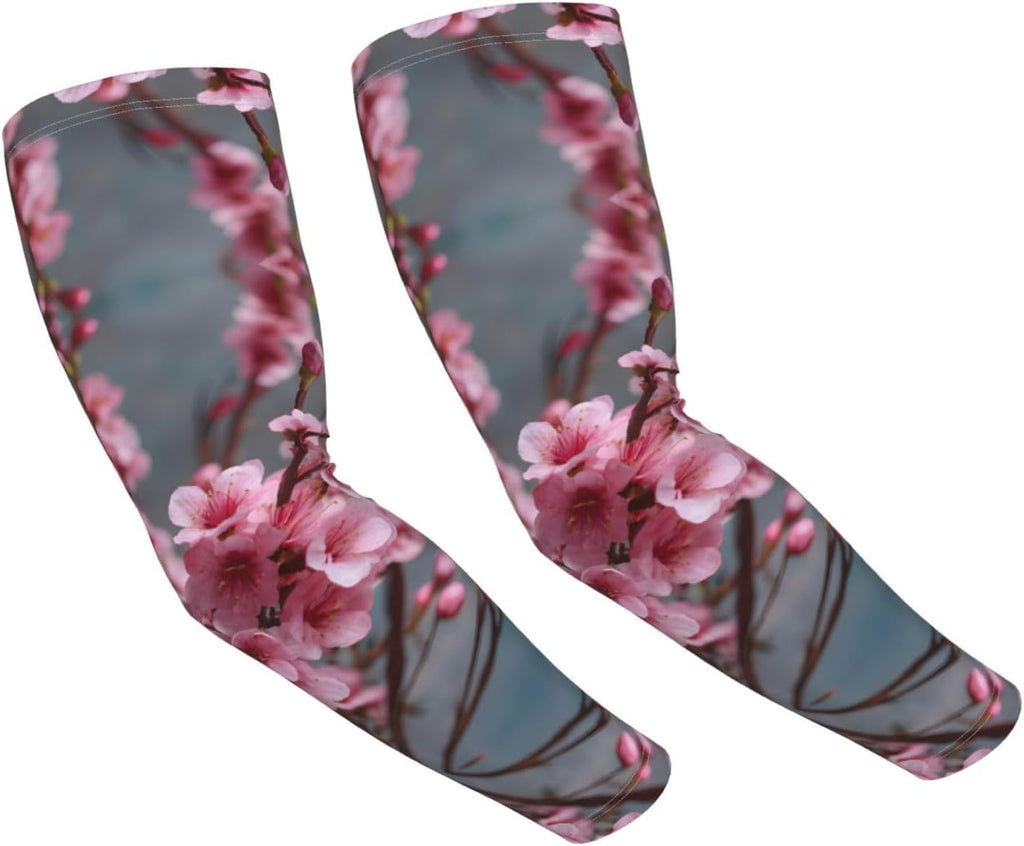 Cherry Blossom Print Cooling Sleeves Cooling Sleeves â€“ Ice Silk Arm Covers For Men And Women