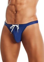 MIZOK Men's Sexy Low Rise Swimsuits Bikini Swimming Briefs Swimwear with Adjustable Drawstring
