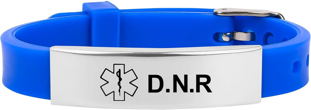 Medical Alert Bracelet for Women Men, Adjustable Medical Alert ID Silicone Wristband for Diabetic D.N.R Pacemaker Epilepsy
