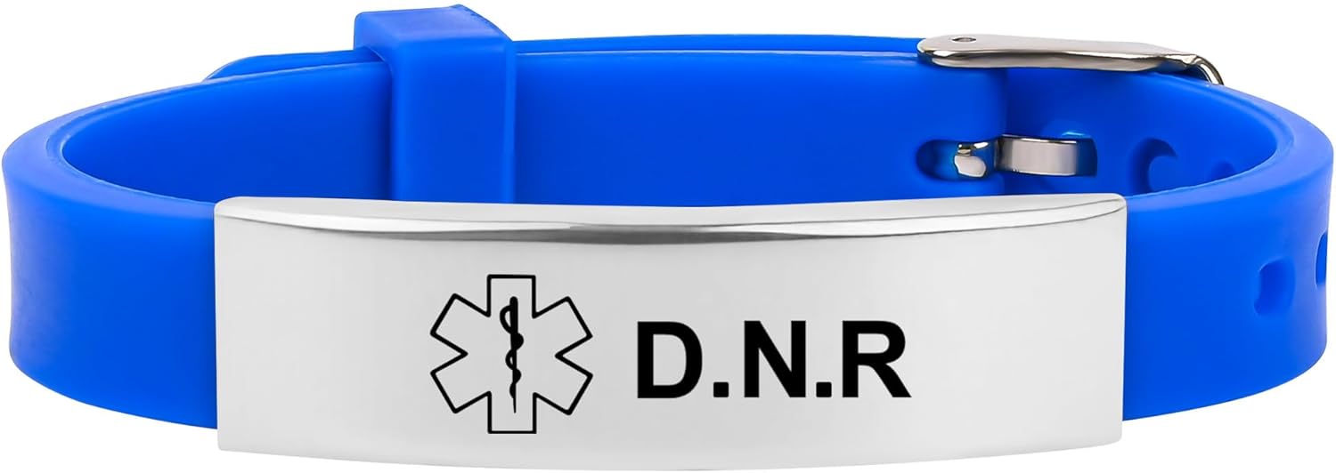 Medical Alert Bracelet for Women Men, Adjustable Medical Alert ID Silicone Wristband for Diabetic D.N.R Pacemaker Epilepsy
