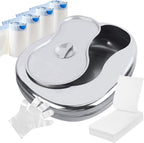 Stainless Steel Bed Pan Set with 60 Bedpan Liners Disposable and Absorbent Pad, Bed Pans for Elderly Females Spill Proof Bedpans for Elderly Women Men Comfortable Heavy Duty Bedpans with Lid