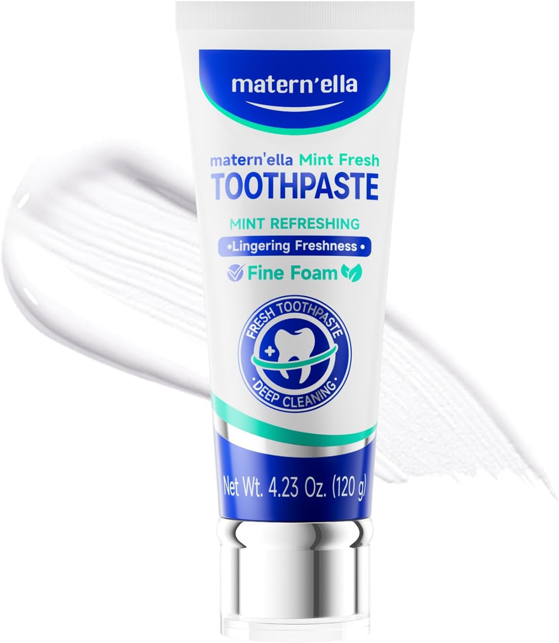 matern'ella Toothpaste for Sensitive Gums, Fluoride & SLS Free, Removing Stains Hydrated Silica, with Probiotics & Xylitol Mint Fresh 4.23 oz