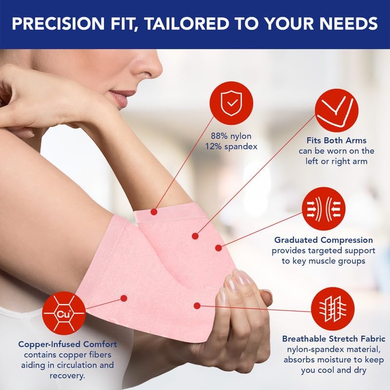 Dr. Arthritis Doctor Developed Ladies Pink Elbow Compression Sleeve for Women and Handbook- relief from Tennis/Golfers Elbow & Other Elbow Conditions - Excellent Customer Support (Large)