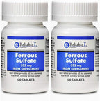 Ferrous Sulfate 325mg Iron Supplement (2-Pack) | Iron Pills | | 100 Iron Tablets per Bottle, 2-Pack